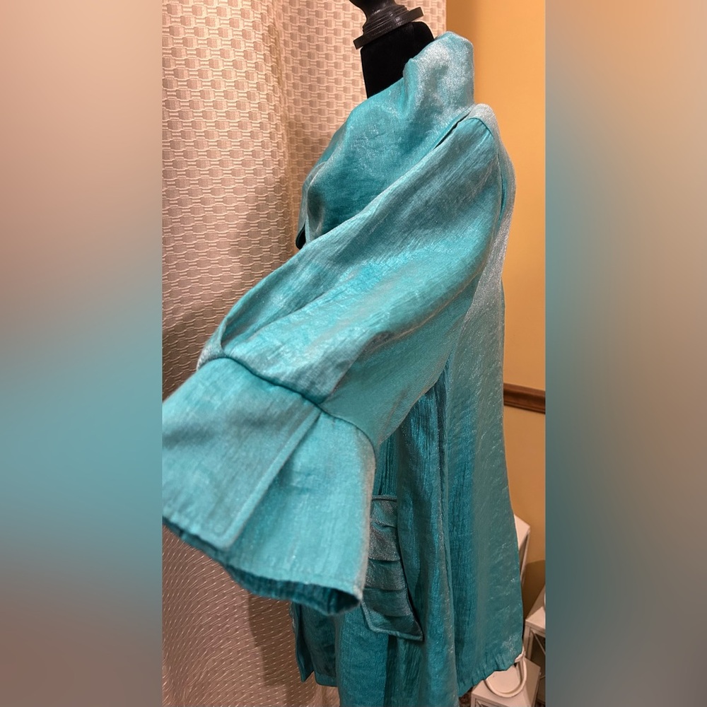 Damee, Inc Swing Jacket Chic Turquoise Mint Collared - Picture 5 of 13